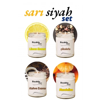 4 Adet Doğal Özel Seri Kokulu Dekoratif Kavanoz Mum 4X210 cc - Sıcak Set - RYL