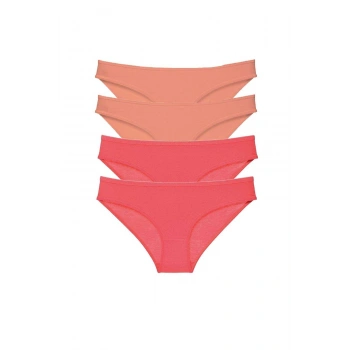4 adet Eko Set Likralı Kadın Slip Külot Pudra Fuşya