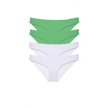 4 adet Eko Set Likralı Kadın Slip Külot Yeşil Beyaz