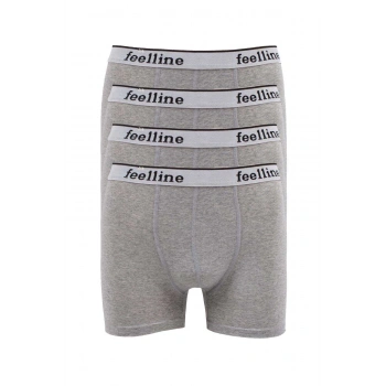 4 adet Feelline Gri Pamuklu Doğal Likralı Erkek Boxer