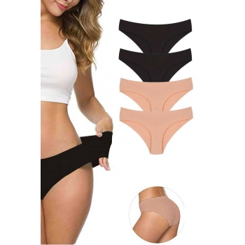 4 Adet Kadın Dikişsiz Lazer Kesim Esnek İz yapmayan Külot S2