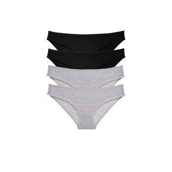 4 adet Süper Eko Set Likralı Kadın Slip Külot Siyah Gri