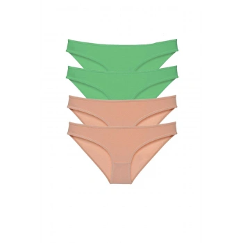 4 adet Süper Eko Set Likralı Kadın Slip Külot Yeşil Ten