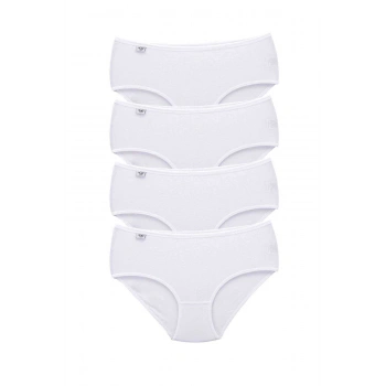 4 Adet Tutku Kadın Yüksek Bel Bato İnce Lastik Külot Beyaz