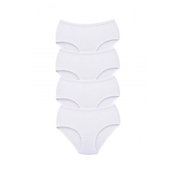 4 Adet Tutku Kadın Yüksek Bel Bato Kalın Lastik Külot Beyaz