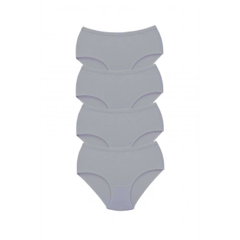 4 Adet Tutku Kadın Yüksek Bel Bato Kalın Lastik Külot Gri