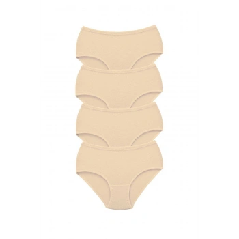 4 Adet Tutku Kadın Yüksek Bel Bato Kalın Lastik Külot Ten