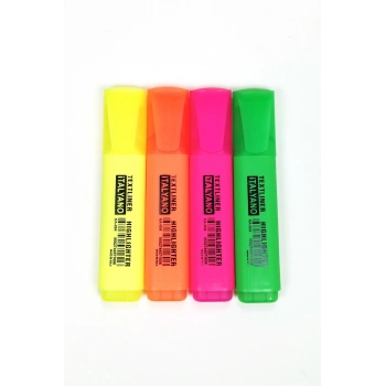 4lü Neon Renk İtalyano Fosforlu Kalem Ergonomik Tasarım Kolay Kullanım Fosforlu İşaret Kalemi