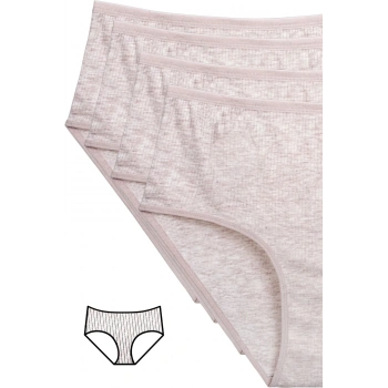 4lü Yeni Seri Renkli Yüksek Bel Fitilli Ribana Bato Külot Kahve