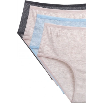 4lü Yeni Seri Renkli Yüksek Bel Fitilli Ribana Bato Külot Pudra Gri Turquaz