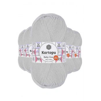 5 Adet Baby One Tüylenmeyen El Örgü İpi Yünü Alaska Gri K992