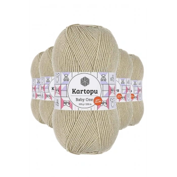 5 Adet Baby One Tüylenmeyen El Örgü İpi Yünü Bej K861