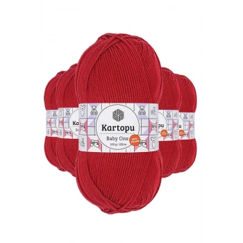 5 Adet Baby One Tüylenmeyen El Örgü İpi Yünü Kırmızı K125
