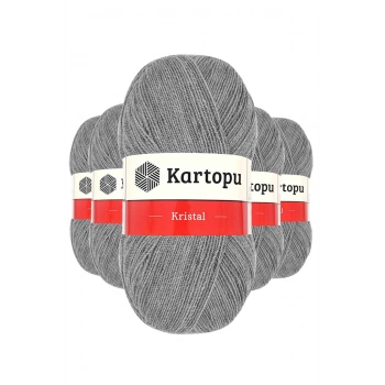 5 Adet Kristal Çift Katlı El Örgü Lif İpi Açık Gri K1001