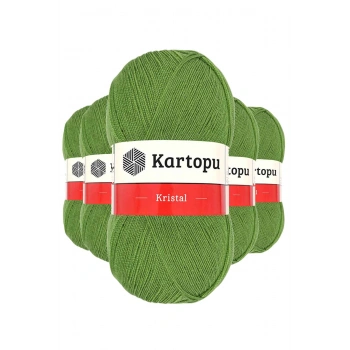 5 Adet Kristal Çift Katlı El Örgü Lif İpi Açık Yeşil K442