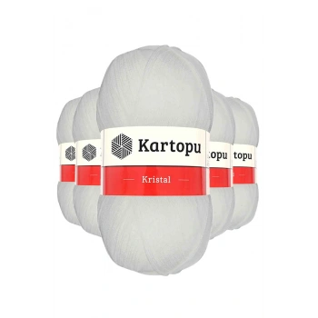 5 Adet Kristal Çift Katlı El Örgü Lif İpi Beyaz K010