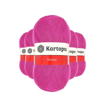 5 Adet Kristal Çift Katlı El Örgü Lif İpi Fuşya K440