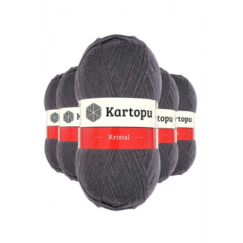 5 Adet Kristal Çift Katlı El Örgü Lif İpi Kömür Gri K556