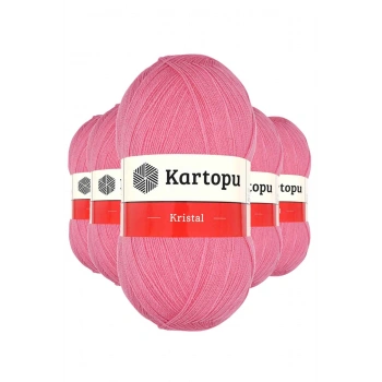 5 Adet Kristal Çift Katlı El Örgü Lif İpi Koyu Pembe K1790