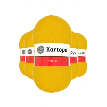 5 Adet Kristal Çift Katlı El Örgü Lif İpi Koyu Sarı K320