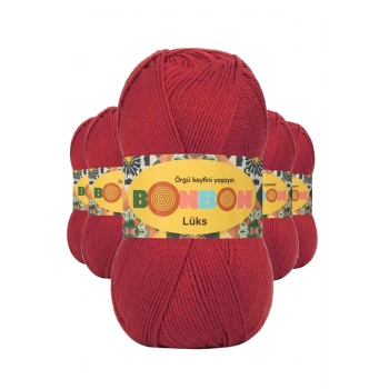 5 Adet Lüks Patik İpi Yünü Koyu Kırmızı 98676