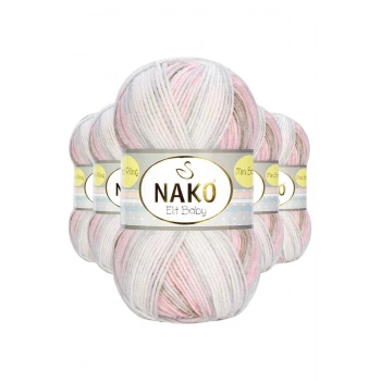 5 Adet Mini Batik Bebe El Örgü İpi Kahveli Pembe 32463