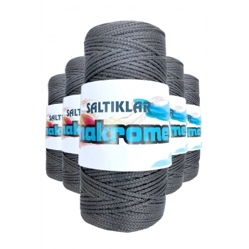 5 Adet Polyester Makrome İpi 420 Koyu Gri 100 gr