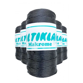 5 Adet Polyester Makrome İpi 68 Füme Gri 100 gr