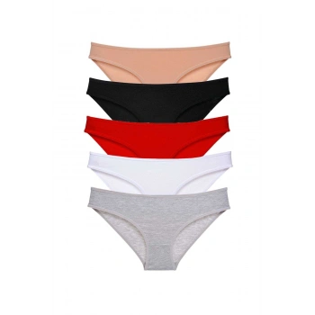 5 adet Süper Eko Set Likralı Kadın Slip Külot Çok Renkli