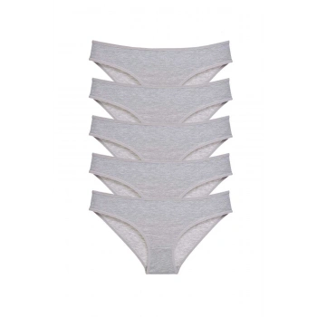 5 adet Süper Eko Set Likralı Kadın Slip Külot Gri