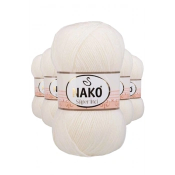 5 Adet Süper İnci El Örgü İpi 100 gr Ekru 300