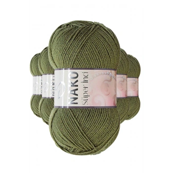 5 Adet Süper İnci El Örgü İpi 100 gr Haki 4234