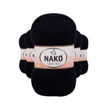 5 Adet Süper İnci El Örgü İpi 100 gr Siyah 217