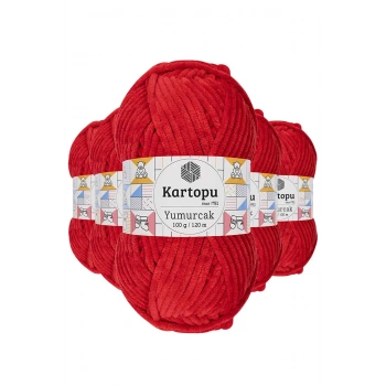 5 Adet Yumurcak Kadife El Örgü İpi Açık Kırmızı K165