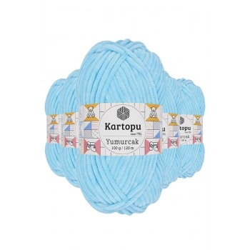 5 Adet Yumurcak Kadife El Örgü İpi Açık Turkuaz K516