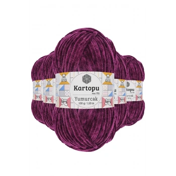 5 Adet Yumurcak Kadife El Örgü İpi Mürdüm K726