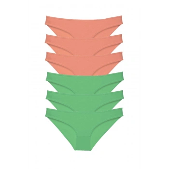 6 adet Eko Set Likralı Kadın Slip Külot Pudra Fuşya