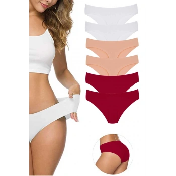 6 Adet Kadın Dikişsiz Lazer Kesim Esnek İz yapmayan Külot S10