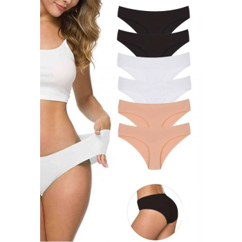 6 Adet Kadın Dikişsiz Lazer Kesim Esnek İz yapmayan Külot S4