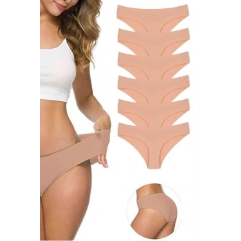 6 Adet Kadın Dikişsiz Lazer Kesim Esnek İz yapmayan Külot Ten