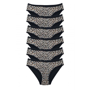 6 Adet Leopar Desenli Likralı Yumuşak Dokulu Kadın Slip Külot