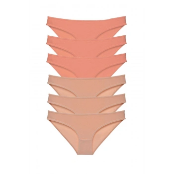 6 adet Süper Eko Set Likralı Kadın Slip Külot Pudra Ten