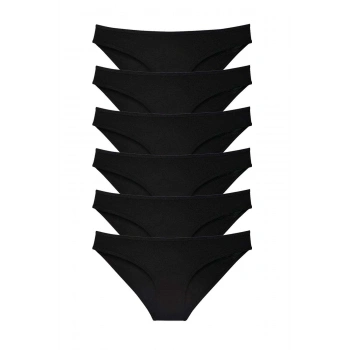 6 adet Süper Eko Set Likralı Kadın Slip Külot Siyah