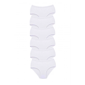 6 Adet Tutku Kadın Yüksek Bel Bato Kalın Lastik Külot Beyaz