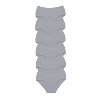 6 Adet Tutku Kadın Yüksek Bel Bato Kalın Lastik Külot Gri