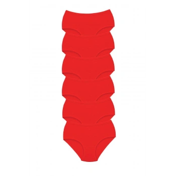 6 Adet Tutku Kadın Yüksek Bel Bato Kalın Lastik Külot Kırmızı