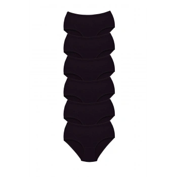 6 Adet Tutku Kadın Yüksek Bel Bato Kalın Lastik Külot Siyah