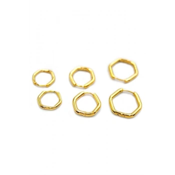 6lı Beşgen Küpe - Altın