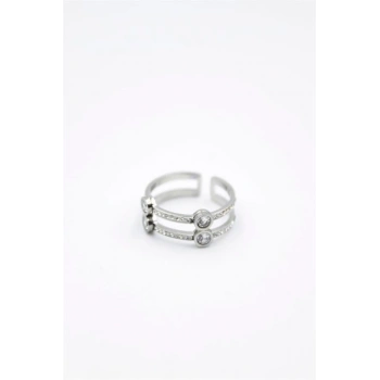 6lı İkili Taşlı Yüzük - Gümüş
