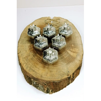 6 Lı Mini Eskitme Osmanlı Temalı Açık Renk Nar Lokumluk Sunum